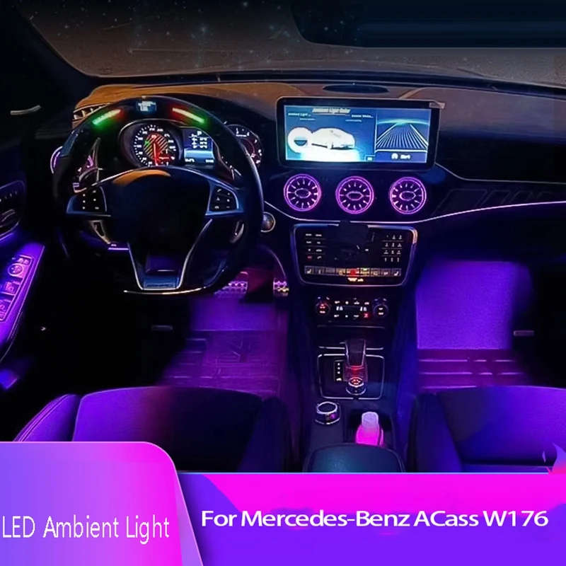 Car LED Ambient Light Kit 12-Color Lamp Dashboard Strips for Mercedes-Benz a Class W176