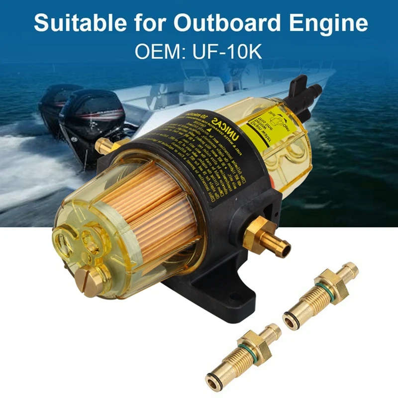 UF-10K Fuel Filter Fuel-Water Separator Assembly with Wrench for Yamaha Suzuki Tohatsu Mercury