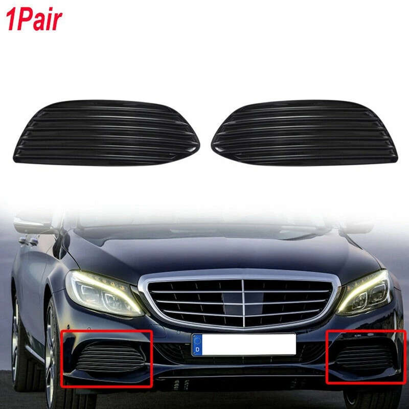 Car Front Bumper Wind Net Front Bumper Grille Fog Light Shield for Mercedes-Benz C-Class W205 C180