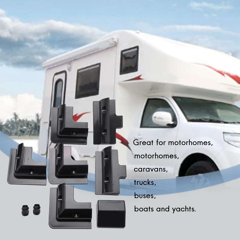 7Pcs/Set Frame Solar Module Corner Mounting ABS Bracket Kit Motorhome Solar Panel Stand Black