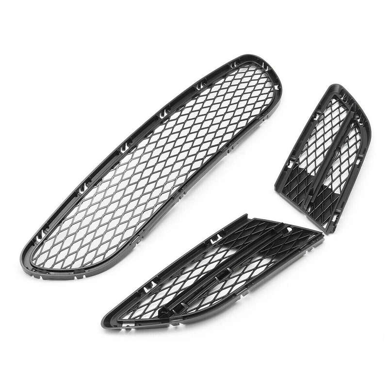 3PCS / Set Car Front Lower Bumper Kidney Grille Grill Kit FOR-BMW 3 Series E90 E91 325I 328I