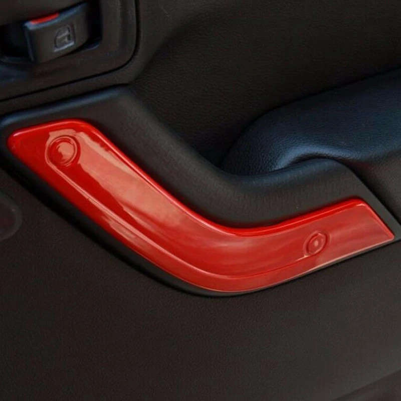 Red ABS Car Inner Door Handle Cover Trim Fit for 2011-2018 Jeep Wrangler JK 4Dr