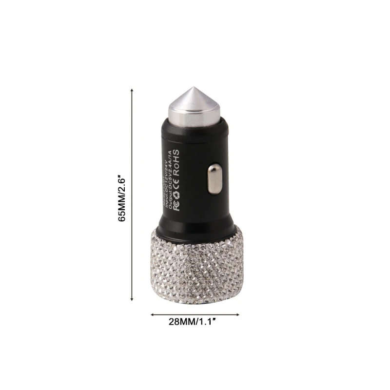 3 in 1 Car Phone Holder Bracket + Charging Cable + Charger with Safety Hammer Diamond Auto Bracket