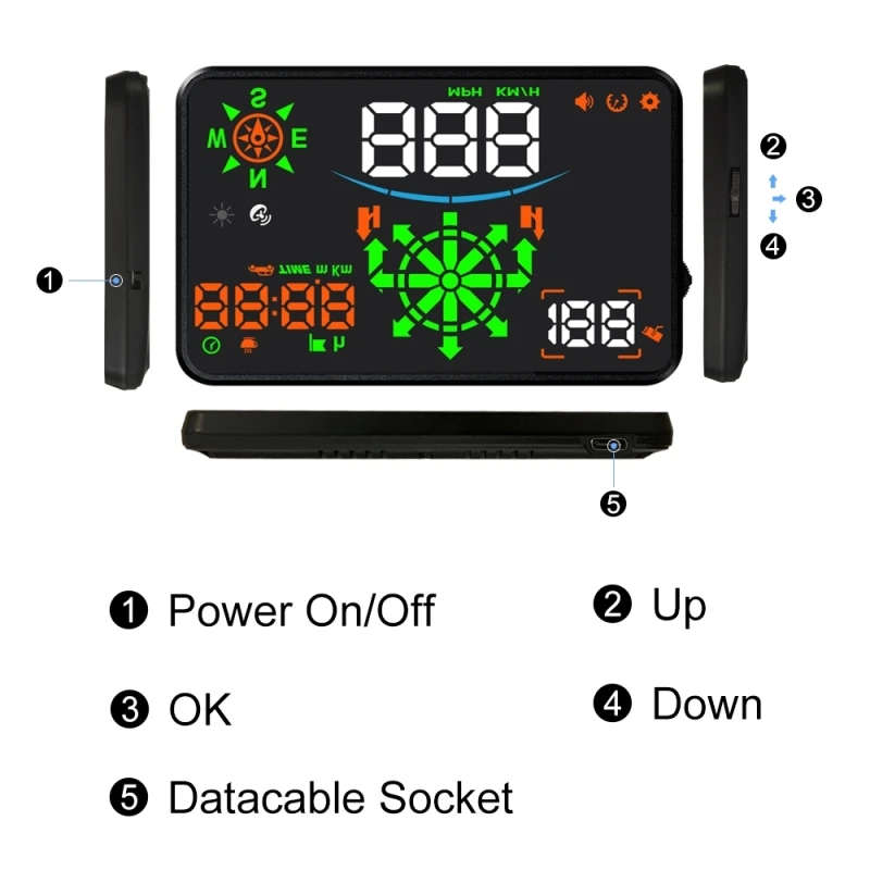 H8 3.5 inch Universal Car GPS + Navigation HUD Vehicle-mounted Head Up Display Speed Display