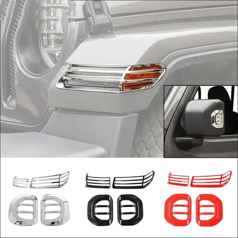 Car Front Wheel Eyebrow Light Side Rearview Mirror Turn Signal Cover for Jeep Wrangler JL JT