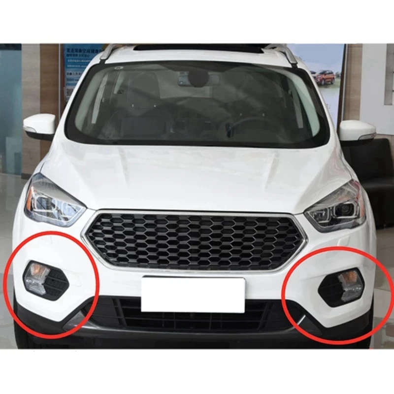 1 Pair Front Bumper Fog Light Frame Grille Cover for Ford Escape Kuga 2017-2019