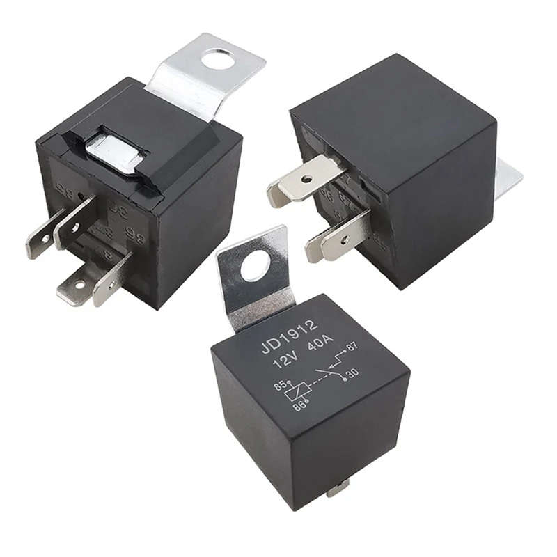 5Pcs 12V 40 Amp 4 Pin with Wires Car SPDT Automotive Relay DC with Harness Socket JD1912