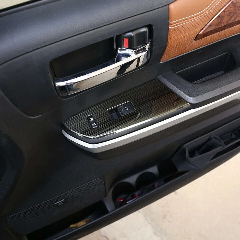 4PCS LHD Stainless Steel Glass Lift Switch Decorative Frame for Toyota - 2014-2021