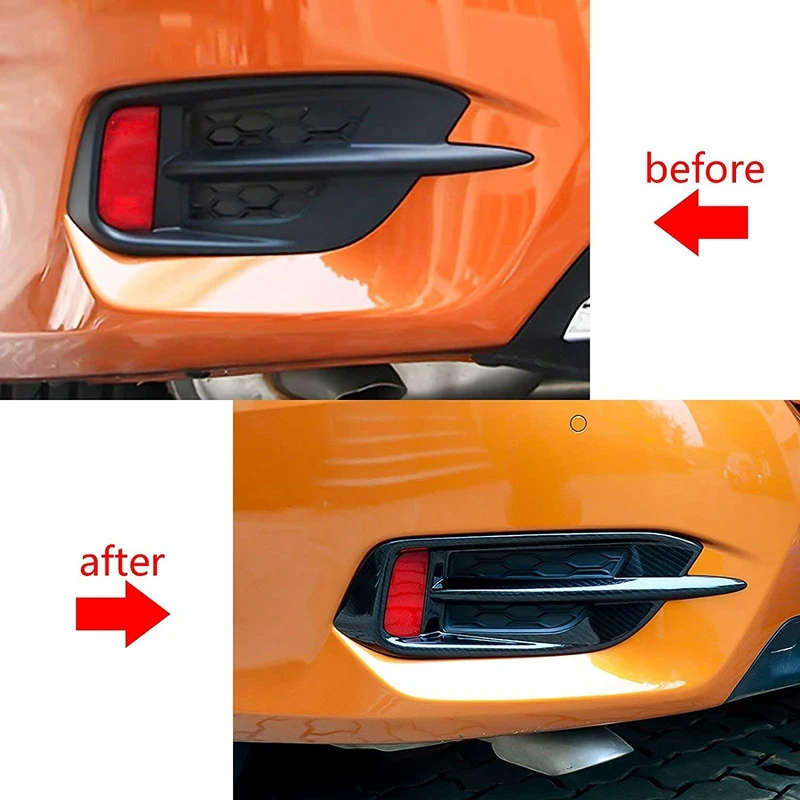 Rear Reflector Fog Light Overlay Bezel Cover Molding Trim for Honda Civic 10Th 2016-2019