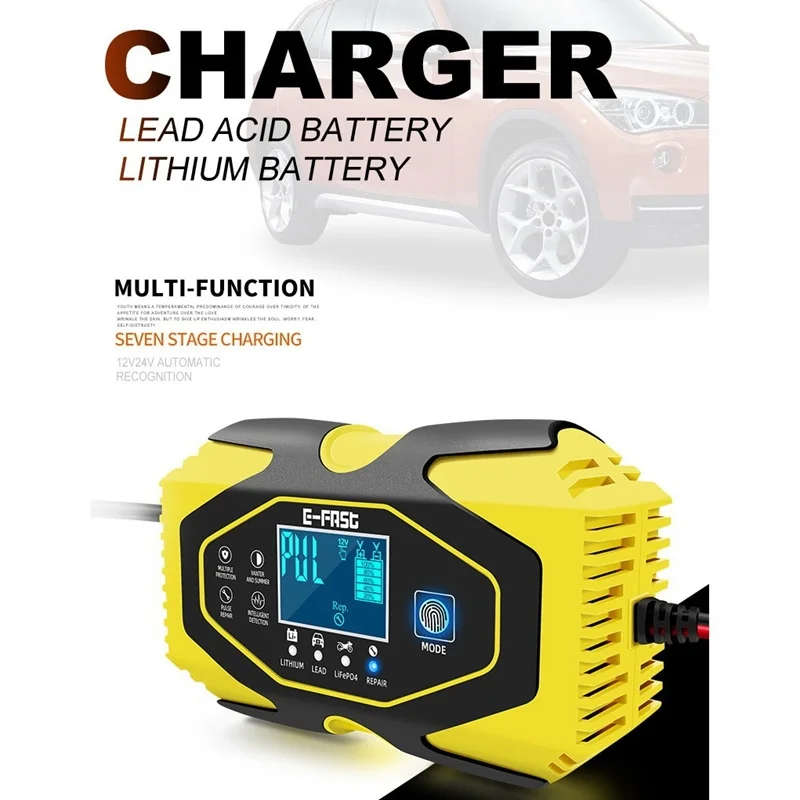 E-Fast Automatic Car Battery Charger 12V/24V Power Pulse Repair