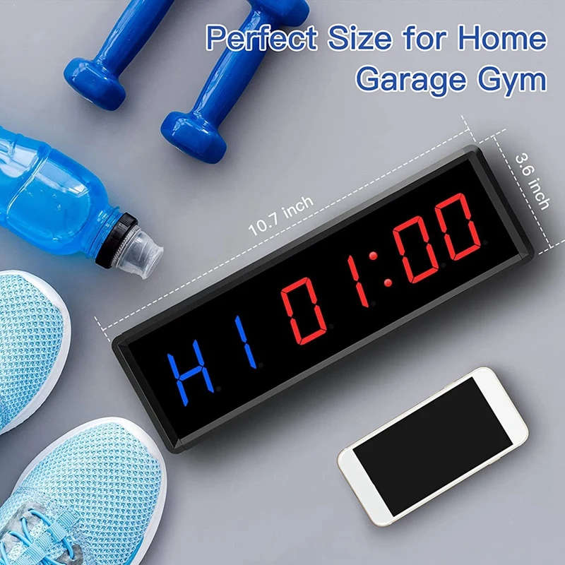 Training Gym Interval Timer Count Down/Up Clock,LED Gym Timer Stopwatch for Home Gym Fitness