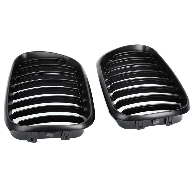 Car Front Grille Grill L&R Hood Bumper Kidney Grilles Matte Black for -BMW E53 X5 1999-03