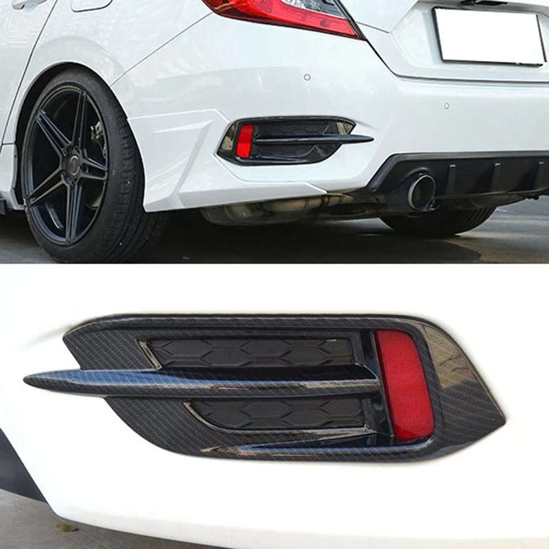 Rear Reflector Fog Light Overlay Bezel Cover Molding Trim for Honda Civic 10Th 2016-2019