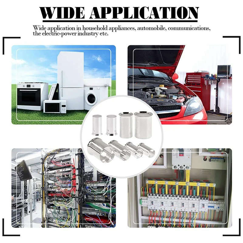 215 PCS AWG 4 2 1 2/0 Wire Ferrule Silver Plated Copper Crimp Connector with Heat Shrink Tube