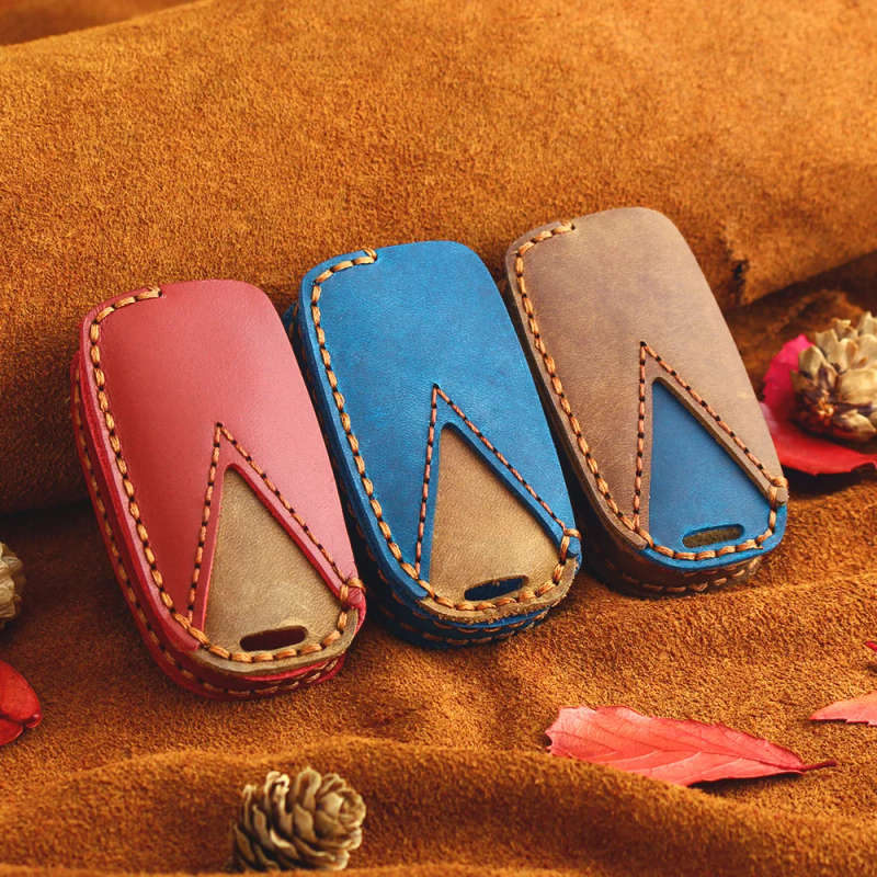 Leather Flip Car Key Case for VW Volkswagen Polo Golf Passat Beetle Caddy T5 Eos Tiguan Seat