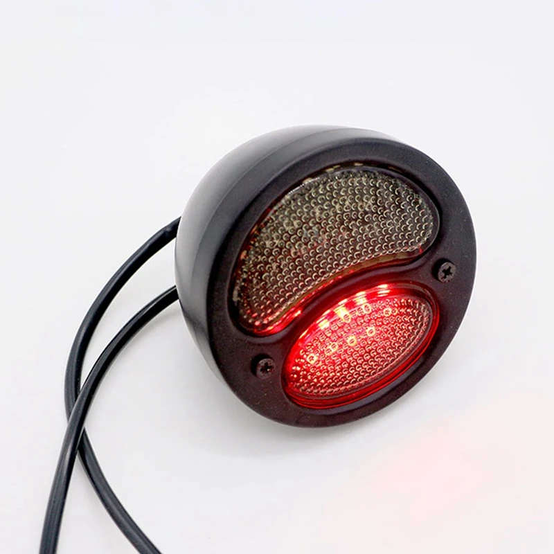 Dual Lamp Motorcycle Tail Light Retro Tail Light Conversion Round Brake Light for Cruise Cafe Racer