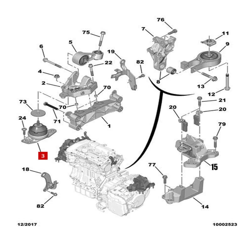 9802459080 Engine Mounting Right Side For Peugeot 508 1.6T Citroen C5 C6