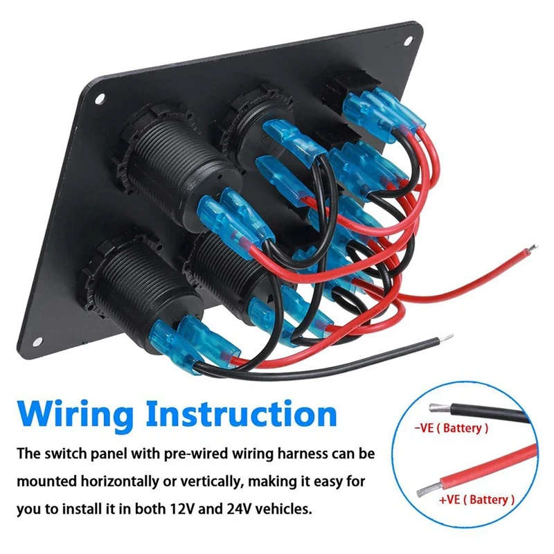12V-24V Boat Switch Panel Switch Panel Waterproof Digital Voltmeter
