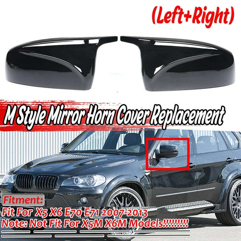 Rearview Side Mirror Cover for BMW- X5 E70 X6 E71 2008-2013 Side Door Rearview Cover Caps ABS