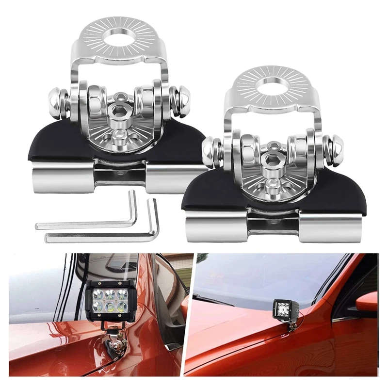 1 Pair Non-Destructive Installation of Lamp Brackets a Pillar Hood Clamp Holder Work Light