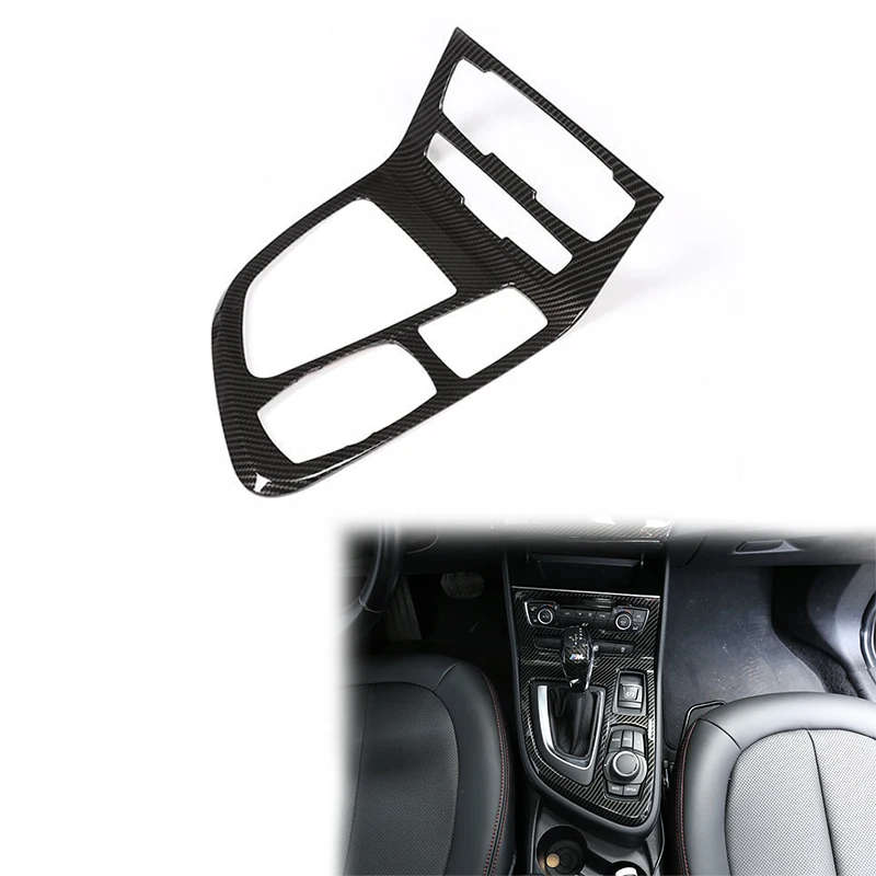 Carbon Fiber Car ABS Chrome Center Console Gear Shift Frame Cover Trim for BMW 218I Gran Tourer F45