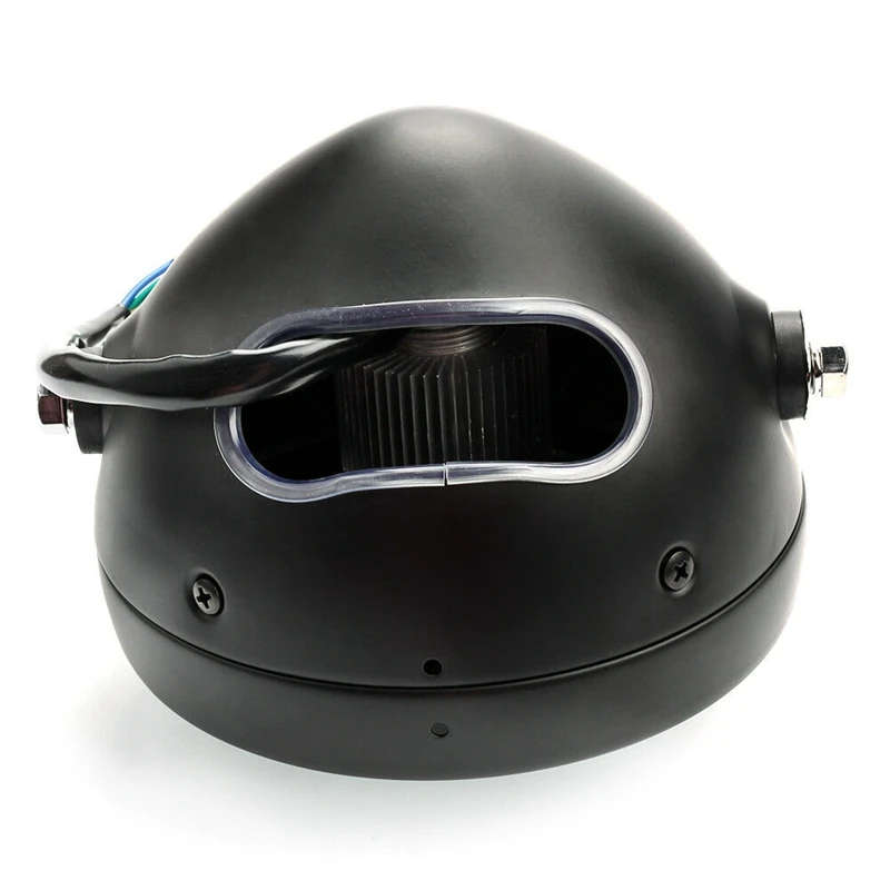 Motorcycle Blue Angel Eye Halo Ring LED 6 1/2 inch Headlight Black for Bobber