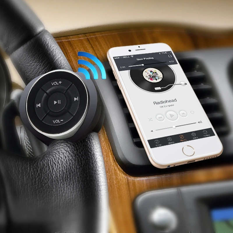 Car Steering Wheel Wireless Bluetooth Controller Mobile Phone Steering Wheel Remote Controller