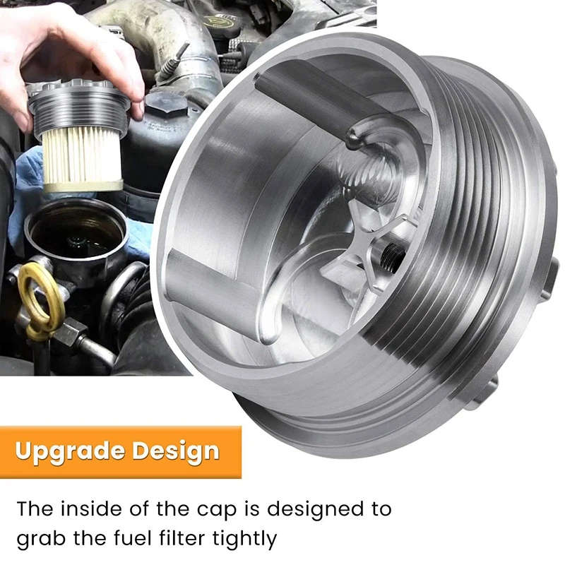 Aluminum Fuel Filter Cap with Pressure Port for 2003-07 Ford 6.0L Powerstroke F250 F350 F450