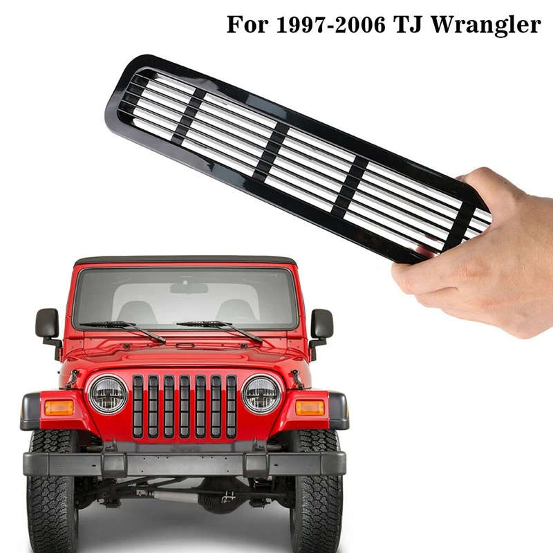 Clip-on Grill Front Mesh Grille Inserts for Jeep Wrangler TJ & Unlimited 1997-2006