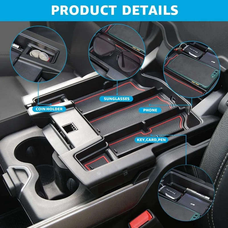 Center Console Organizer Tray for Dodge RAM 1500 2500 3500 2021 2020 2019 Armrest Storage Box