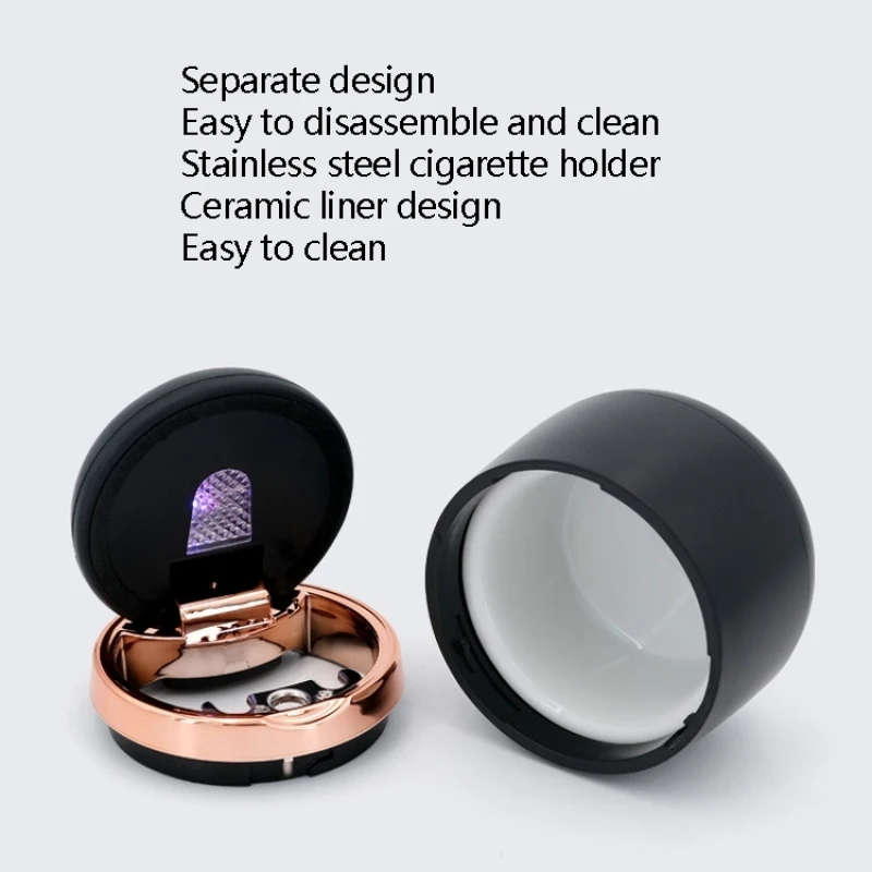Mini Car Ashtray with LED Breathing Light and Cover