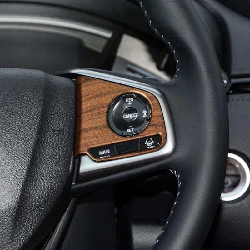 Car Wood Grain Steering Wheel Button Cover Trim for Honda CR-V CRV 2017 2018 2019 2020 2021