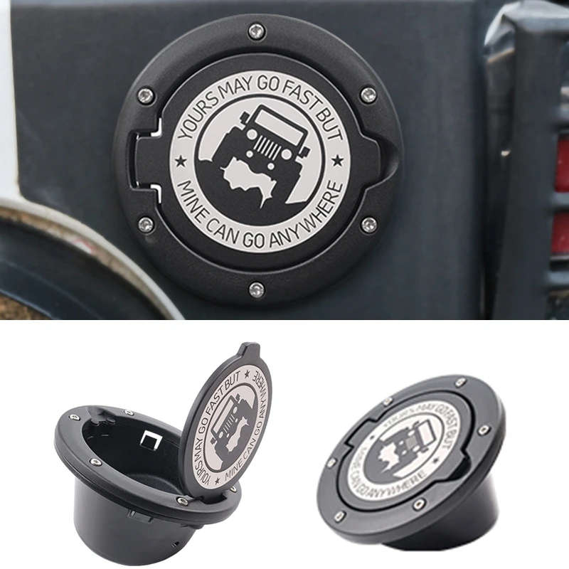 Metal Gas Cap Fuel Door Gas Tank Cover Fit for Jeep Wrangler JK Unlimited 07-17