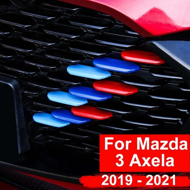 Car Front Face Middle Net Bright Sequins Protection Strip Three Colors for Mazda 3 Axela 2019-21