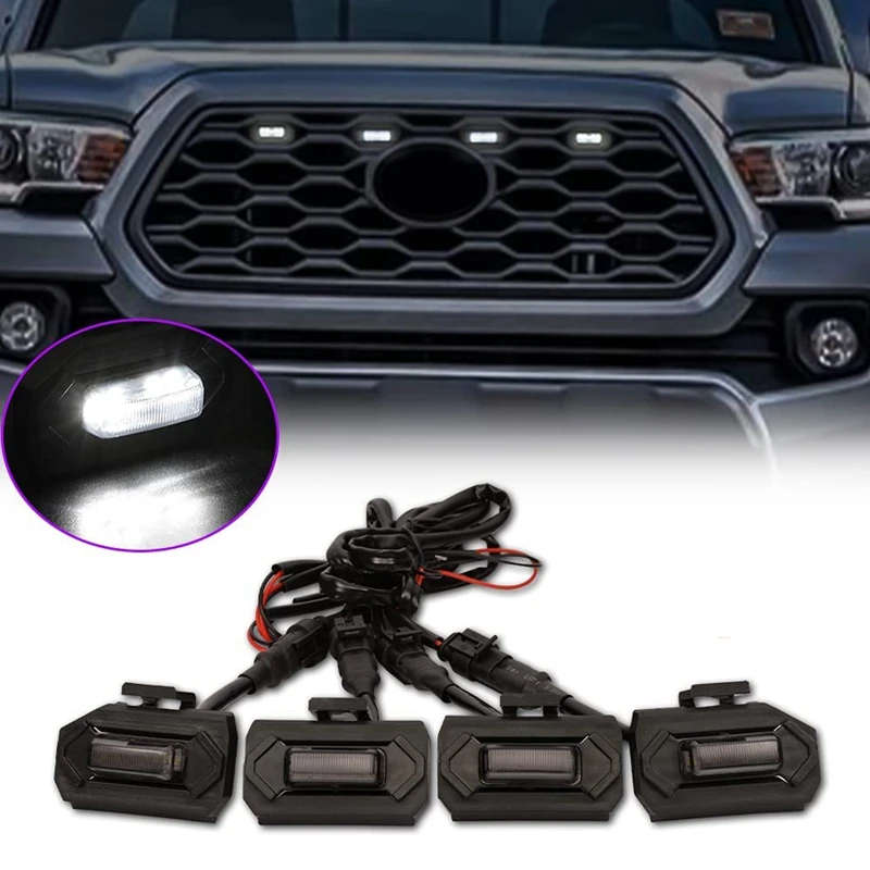 4PCS LED Front Grill Lights for Toyota Tacoma Raptor TRD Off Road Sport 2020 2021