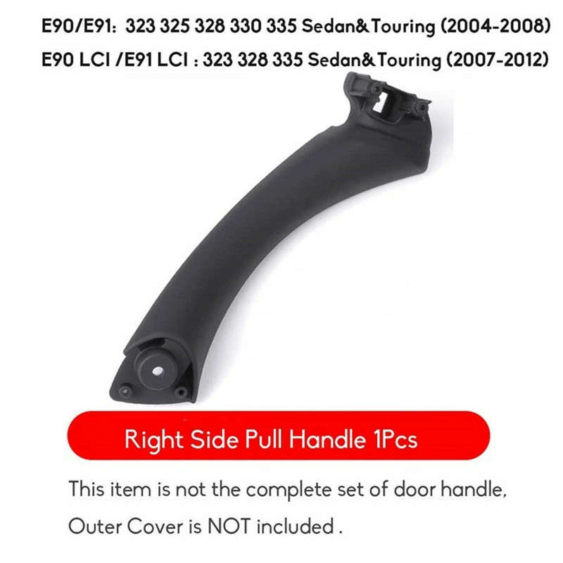 For -BMW E90 328I 2007-2012 Black Right Side Inner Door Panel Handle Pull Trim Cover