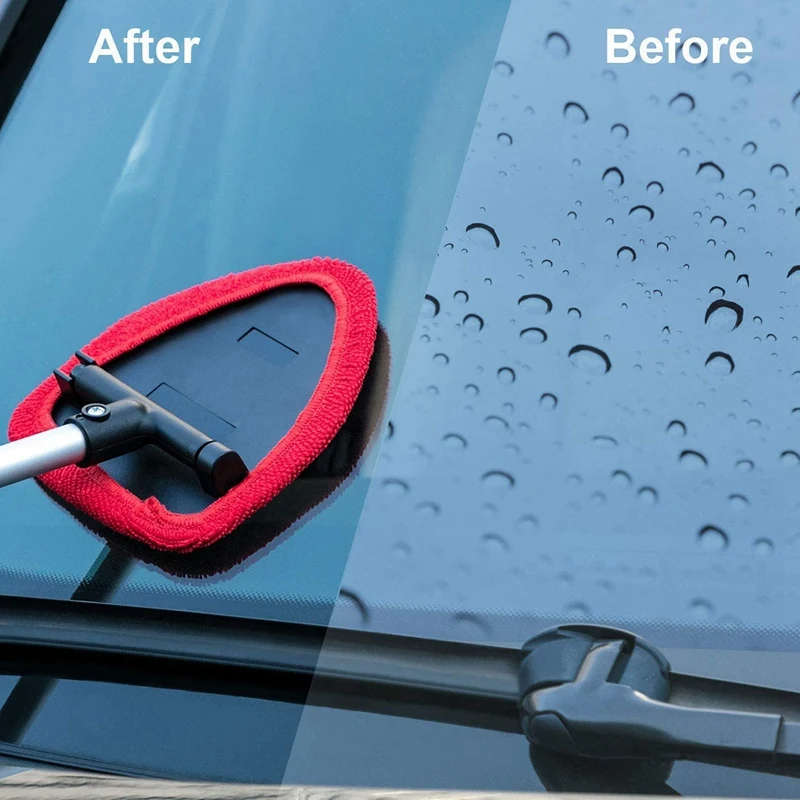 5 in 1 Windshield Cleaning Tool Microfiber Car Interior Window Cleaner with Extendable Handle