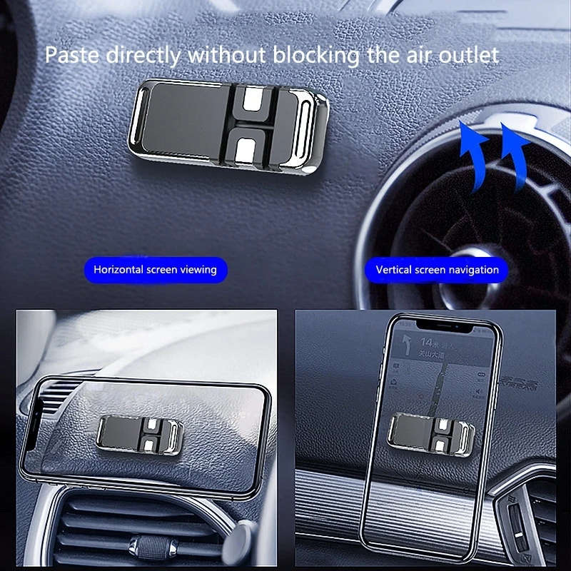 2 PCS Car Magnetic Bracket Aluminum Alloy Bracket Data Cable Storage Sticker