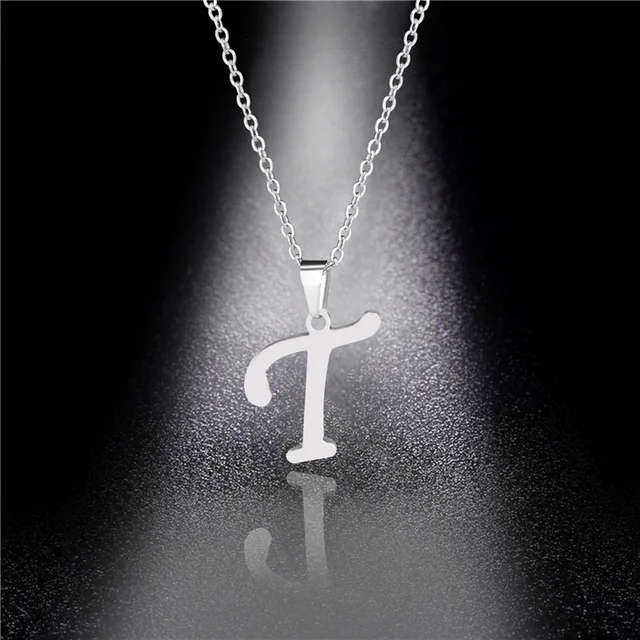 Letter ` T ` Pendant Stainless Steel Necklace