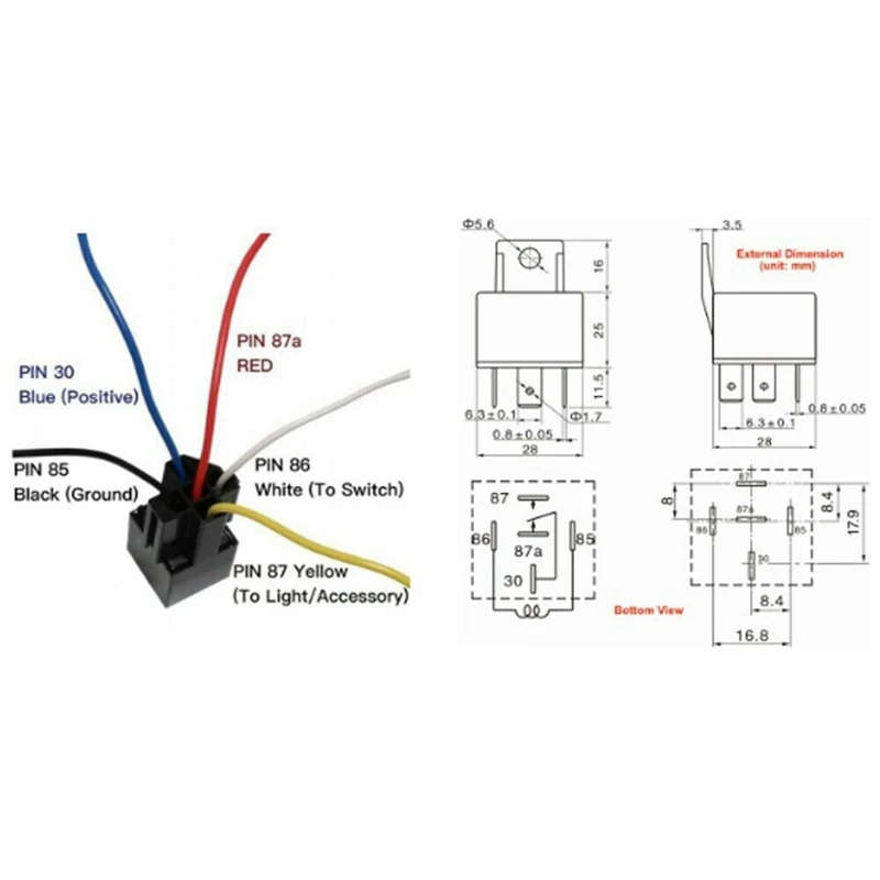 JD1914 Automotive Relay Harness Set 5-Pin 40A 12V SPDT with Interlocking Relay Socket