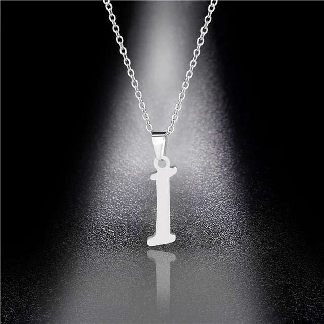 Genuine Letter ` I ` Pendant Stainless Steel Necklace - ** Genuine Stainless Steel **