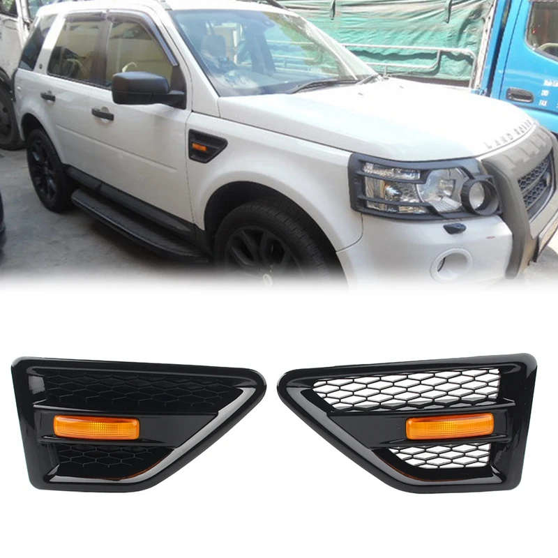Door Side Vent Mesh Grille with Side Marker Light for Land Rover Freelander 2 LR2 2006-2016