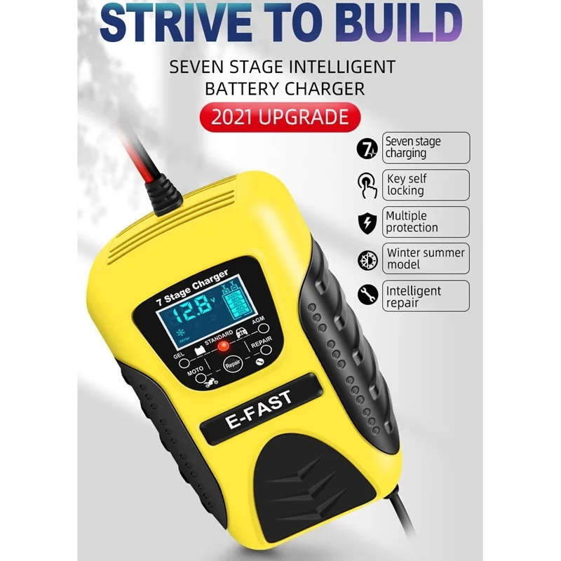 E-Fast 12V 7 Stage Multi-Battery Mode Lead-Acid Battery Charger Power Pulse Repair