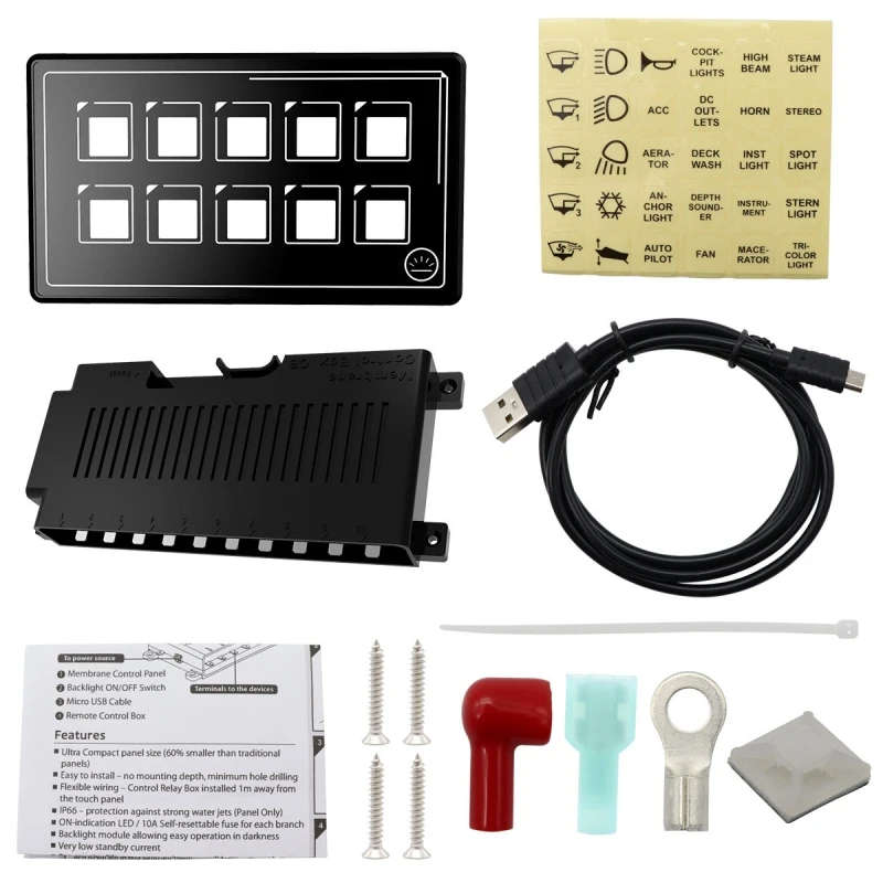 RV Switch Panel Bluetooth Mobile APP Control Yacht Modified 10-Position Switch Waterproof Panel