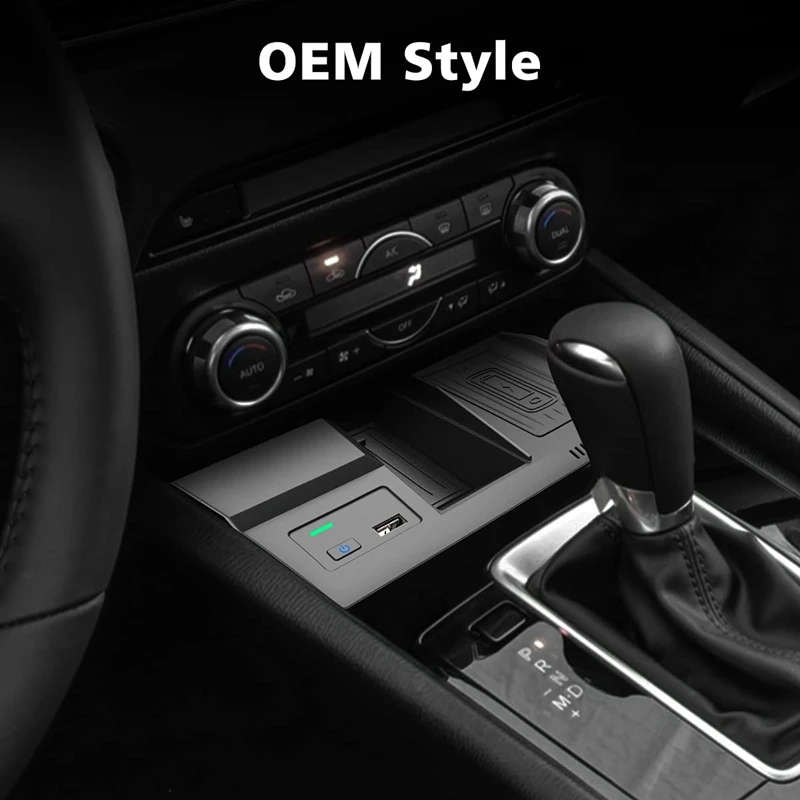 Wireless Car Charger, Center Console Phone Charging Pad with USB Port for Mazda CX5 CX-5 2017-2021