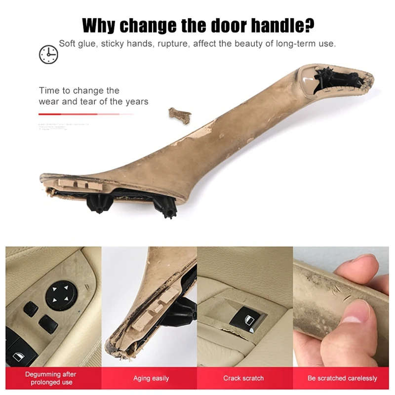 RHD Car Interior Door Handle Inner Door Panel Pull Trim Cover for -Bmw 5 Serie F10 F11 520 525