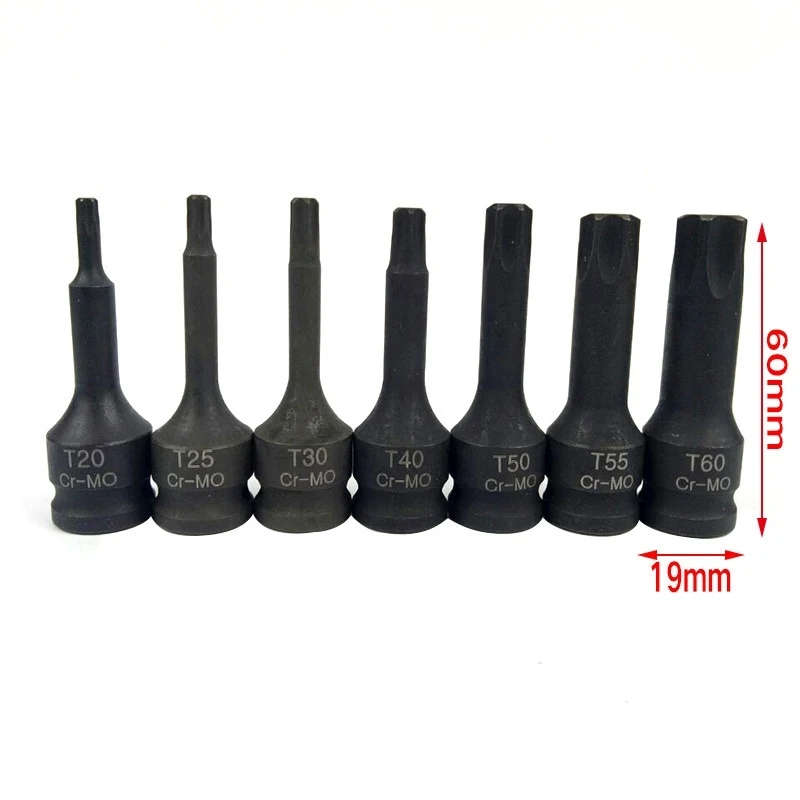7 PCS/ Set 3/8 Inch Metric CR-MO Steel Car Pneumatic Pressure Batch Socket Set Tool, 7089 H Type