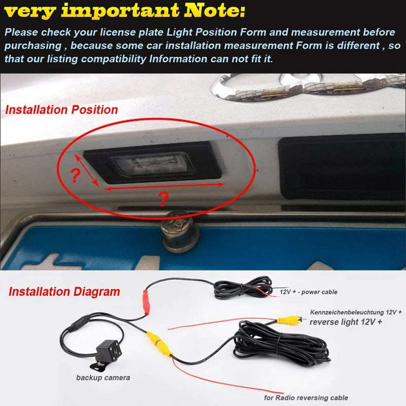 Car Rearview Backup Camera Vehicle Backup License Plate Cameras LED Night Vision for Volvo
