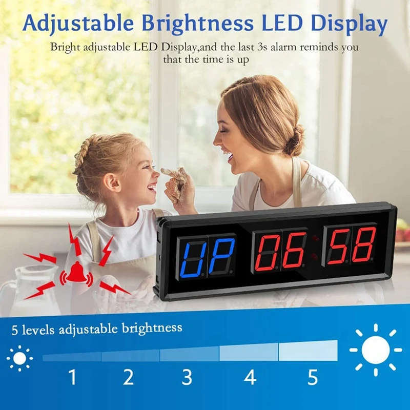 Training Gym Interval Timer Count Down/Up Clock,LED Gym Timer Stopwatch for Home Gym Fitness