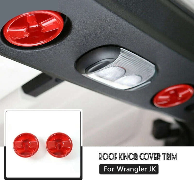 Roof Top Mounting Knob Cover Trim for 2007-2017 Jeep Wrangler JK Accessories Red